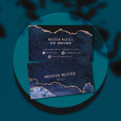 Chic Navy Roos Gold Agate Visitekaartje