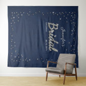 Chic Navy Sparkle Glitter Vrijgezellenfeest Backdr Wandkleed (In Situ (horizontaal))