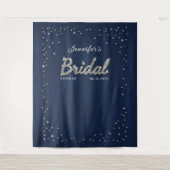 Chic Navy Sparkle Glitter Vrijgezellenfeest Backdr Wandkleed (Voorkant)