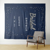 Chic Navy Sparkle Glitter Vrijgezellenfeest Backdr Wandkleed (In Situ (horizontaal))