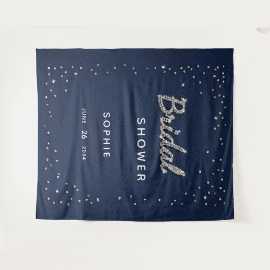 Chic Navy Sparkle Glitter Vrijgezellenfeest Backdr Wandkleed (Voorkant (horizontaal))