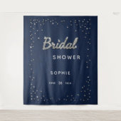 Chic Navy Sparkle Glitter Vrijgezellenfeest Backdr Wandkleed (Voorkant)