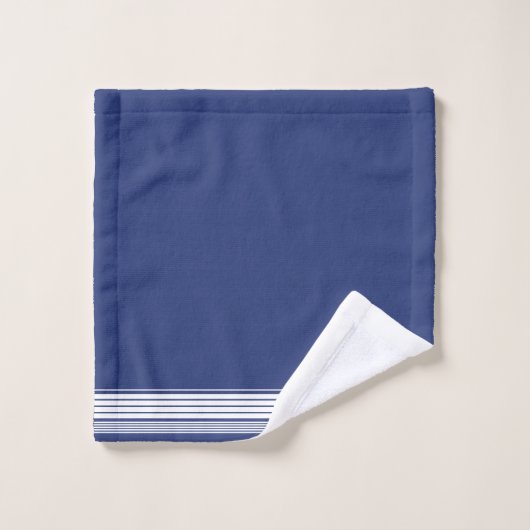 Chic Navy Striped Personalized Bad Handdoek (Wasdoekje)