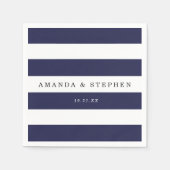 Chic Navy Stripes Wedding Servetten (Voorkant)