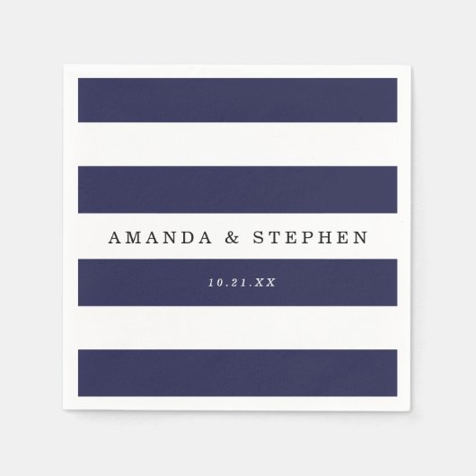 Chic Navy Stripes Wedding Servetten (Voorkant)
