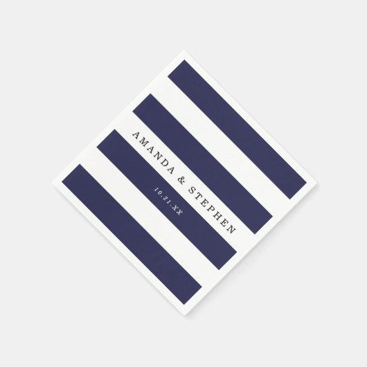 Chic Navy Stripes Wedding Servetten (Hoek)
