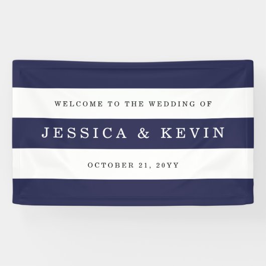 Chic Navy Stripes Wedding Spandoek (Horizontaal)