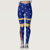 Chic Navy Stylish Lips Gift Bday Beauty Girl Leggings (Voorkant)