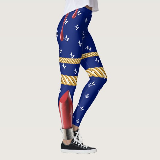 Chic Navy Stylish Lips Gift Bday Beauty Girl Leggings (Rechts)