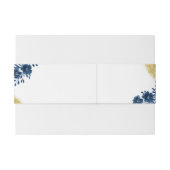 Chic Navy Waterverf Flowers Gold Glitter Wedding Uitnodigingen Wikkel (Achterkant Voorbeeld)