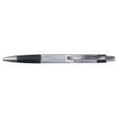 Chic Navy & White Striped Pattern Monogram Pen (Achterkant)