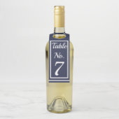 Chic Navy & White Table Number Wine Hanger Label (Op fles)