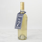 Chic Navy & White Table Number Wine Hanger Label (Schuin)