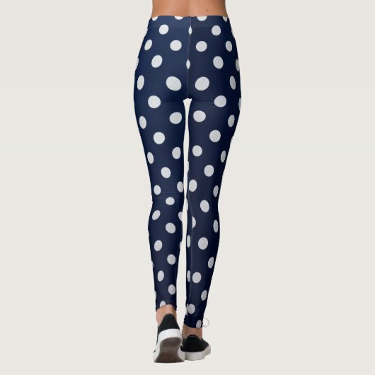 Chic Navy & Witte Tijdloze Polka Dots Leggings (Achterkant)