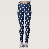 Chic Navy & Witte Tijdloze Polka Dots Leggings (Voorkant)