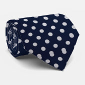 Chic Navy & Witte Tijdloze Polka Dots stropdas (Opgerold)