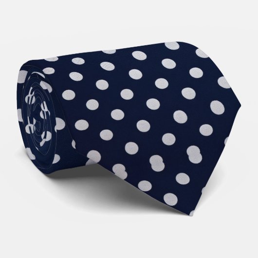 Chic Navy & Witte Tijdloze Polka Dots stropdas (Opgerold)