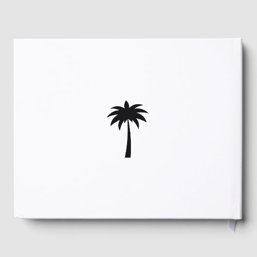 Chic Navy Witte Tropische Palm Tree Coastal Weddin Gastenboek (Achterkant)