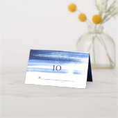 Chic Navy Witte Waterverf Trouwreceptie Plaatskaartje (Achterkant)