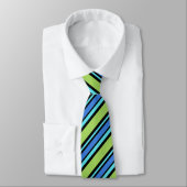 Chic Necktie: Blauw groene zwarte diagonaal strepe Stropdas (Gebonden)