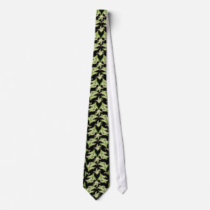 Chic Necktie: Lilies van de vallei op de zwarte ze Stropdas
