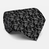 Chic Necktie: Lilies van de vallei op zwart Stropdas (Opgerold)