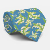 Chic Necktie: Lilies van de Valley on Blue Stropdas (Opgerold)