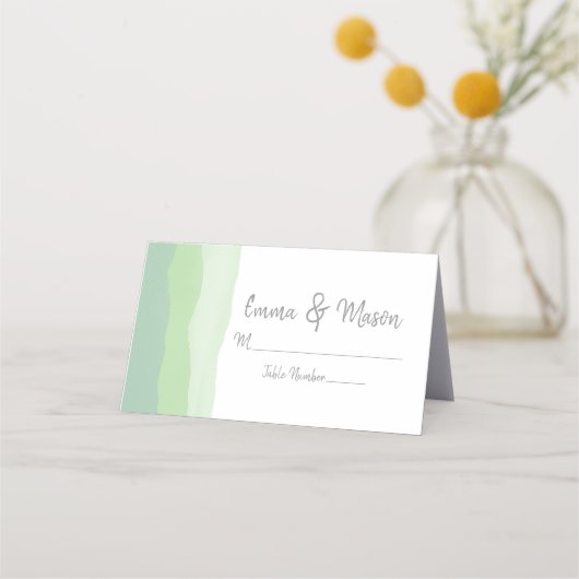 Chic Neo Mint Groene Waterverf Plaatskaartje (Voorkant)