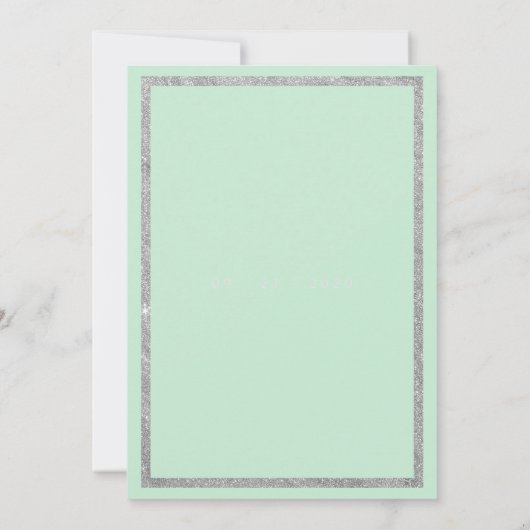 Chic neo mint white Silglitter florale bruiloft Kaart (Achterkant)