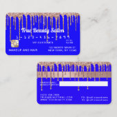 Chic Neon Blue Roos Gold Glitter Drupt Krediet Visitekaartje (Voorkant / Achterkant)