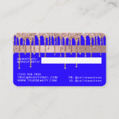 Chic Neon Blue Roos Gold Glitter Drupt Krediet Visitekaartje (Achterkant)
