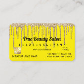 Chic Neon Geel Goud Glitter Drupt Krediet Visitekaartje (Voorkant)