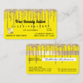 Chic Neon Geel Goud Glitter Drupt Krediet Visitekaartje (Voorkant / Achterkant)