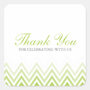 Chic Neon Green Ombre Chevrons Vierkante Sticker