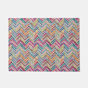 Chic neon kleuren chevron deurmat