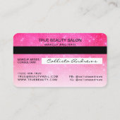 Chic Neon Pink Sequin Glitter Credit Kaart Make-up Visitekaartje (Achterkant)