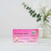 Chic Neon Pink Sequin Glitter Creditcard Logo Visitekaartje (Staand voorkant)