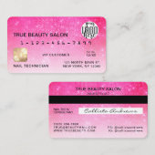 Chic Neon Pink Sequin Glitter Creditcard Logo Visitekaartje (Voorkant / Achterkant)