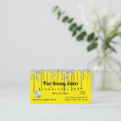 Chic Neon Yellow Silver Glitter Drips Credit Visitekaartje (Staand voorkant)