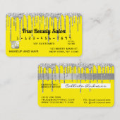 Chic Neon Yellow Silver Glitter Drips Credit Visitekaartje (Voorkant / Achterkant)