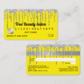 Chic Neon Yellow Silver Glitter Drips Gift Credit Visitekaartje (Voorkant / Achterkant)