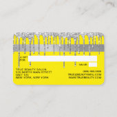Chic Neon Yellow Silver Glitter Drips Gift Credit Visitekaartje (Achterkant)