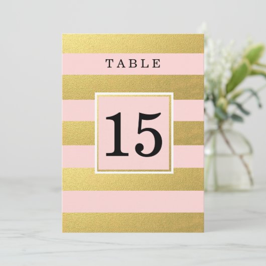 CHIC NEP GOUD FOLIE ROZE TAARTNUMMERKAARTEN KAART (Staand voorkant)