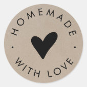 Chic nep-kraft hart handgemaakt met liefde ronde sticker (Voorkant)