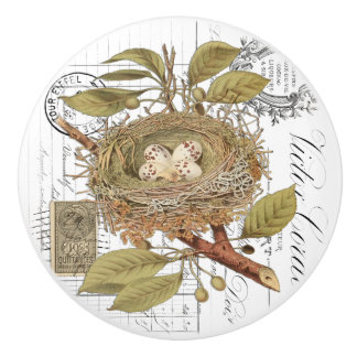 Chic Nest & Egg French Script Knob Keramische Knop