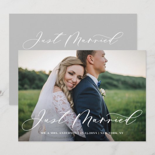 Chic Net gehuwde horizontale foto van kalligrafie Aankondiging (Voorkant / Achterkant)