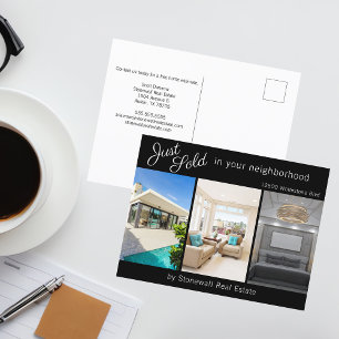 Chic net verkocht onroerend goed 3 foto marketing briefkaart