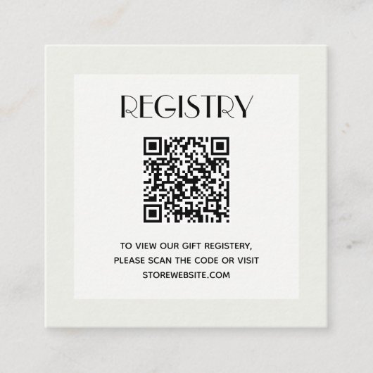 Chic Neutraal Baby shower Registry QR Code Informatiekaartje (Voorkant)