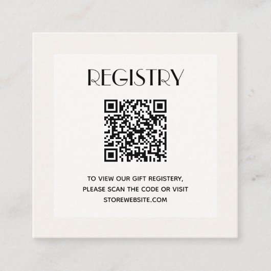 Chic Neutraal Baby shower Registry QR Code Informatiekaartje (Voorkant)