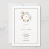 Chic Neutral Boho Monogram Krans Trouwen Kaart (Voorkant)